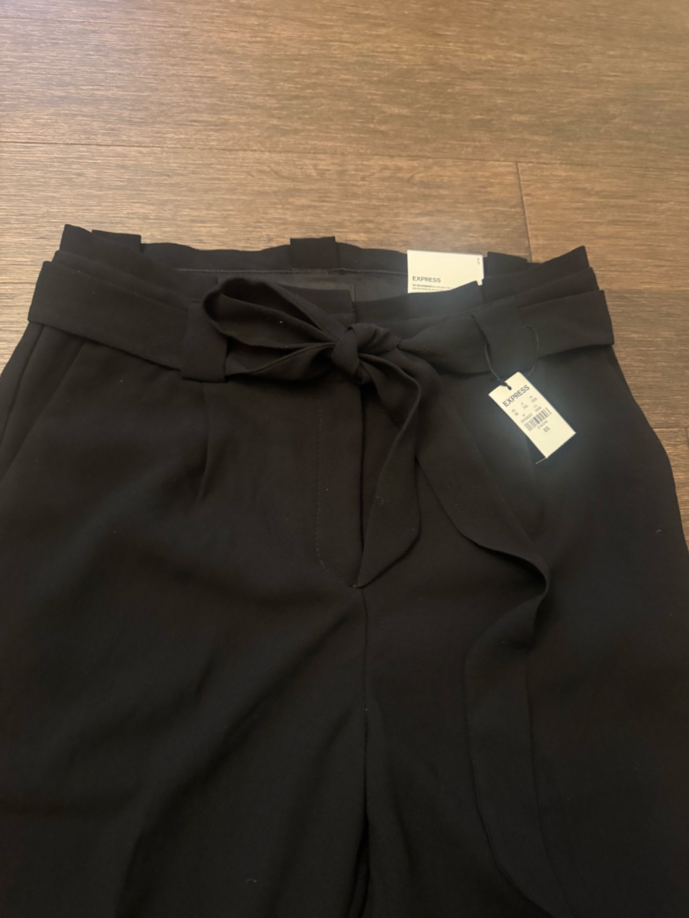 Express Classic Black Women's Tailored Pants with removable tie belt detail